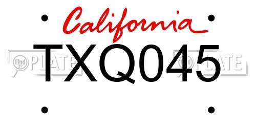 TXQ045 California License Plate