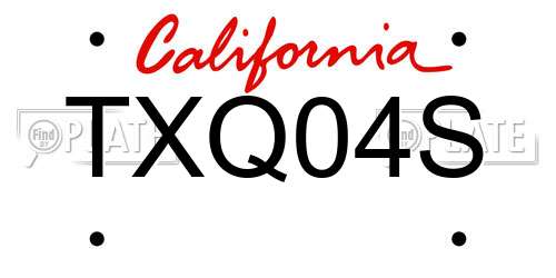 TXQ04S California License Plate