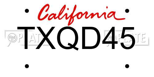 TXQD45 California License Plate