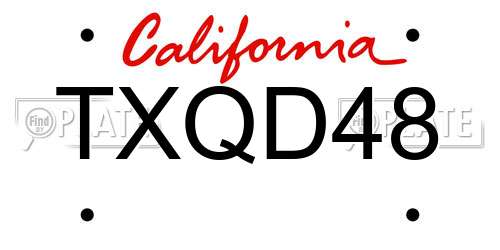 TXQD48 California License Plate