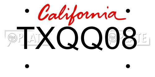 TXQQ08 California License Plate