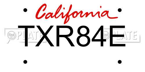 TXR84E California License Plate
