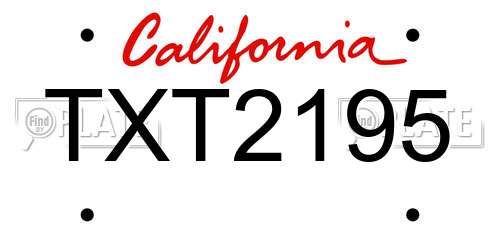 TXT2195 California License Plate