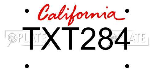 TXT284 California License Plate