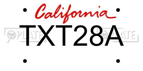 TXT28A California License Plate