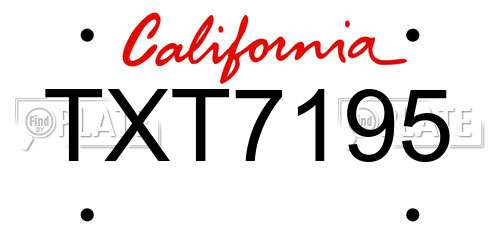 TXT7195 California License Plate