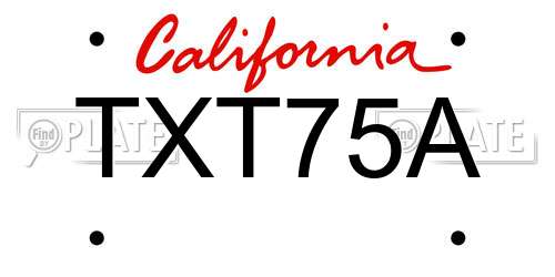 TXT75A California License Plate