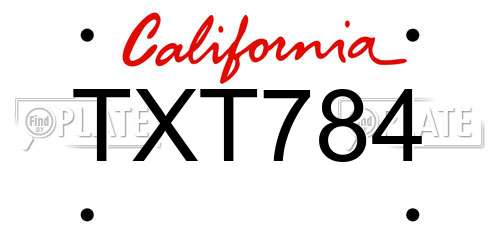 TXT784 California License Plate