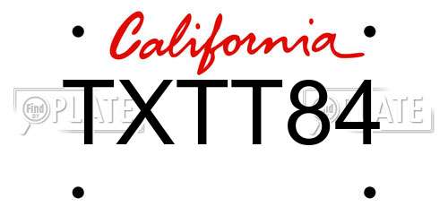 TXTT84 California License Plate