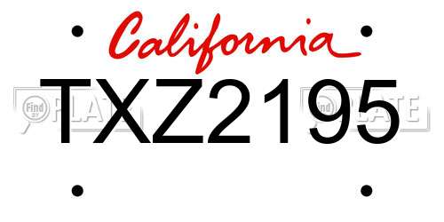 TXZ2195 California License Plate