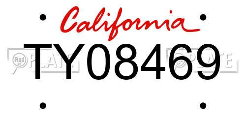 TY08469 California License Plate