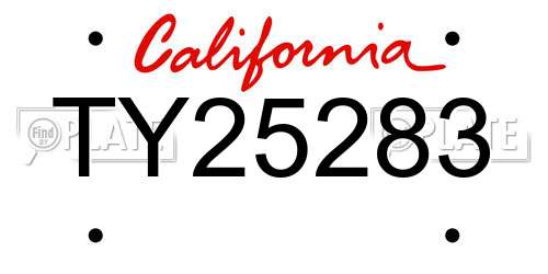 TY25283 California License Plate