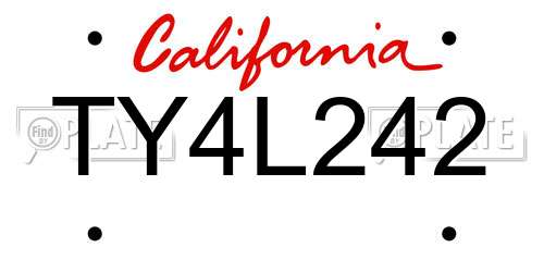TY4L242 California License Plate