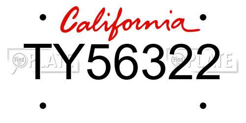 TY56322 California License Plate