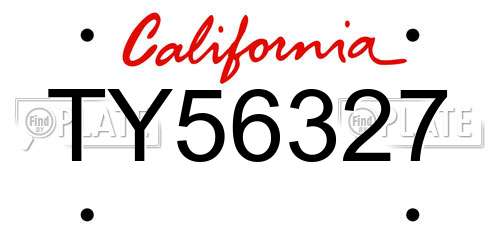 TY56327 California License Plate