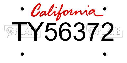 TY56372 California License Plate