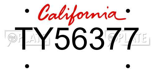 TY56377 California License Plate
