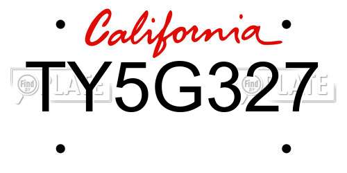 TY5G327 California License Plate