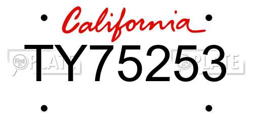 TY75253 California License Plate