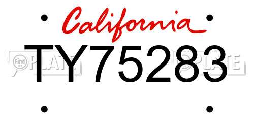 TY75283 California License Plate