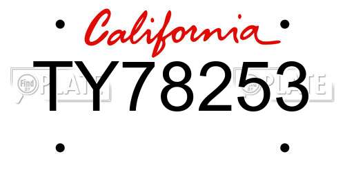 TY78253 California License Plate