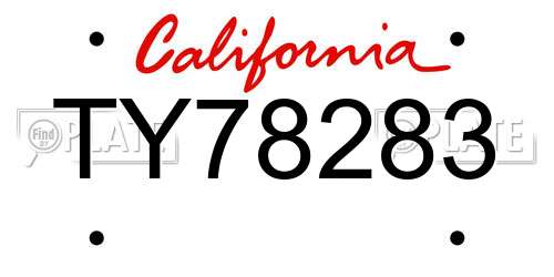 TY78283 California License Plate
