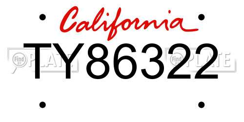 TY86322 California License Plate