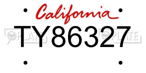 TY86327 California License Plate