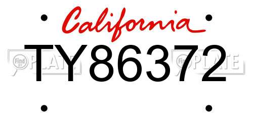 TY86372 California License Plate