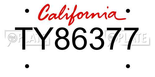 TY86377 California License Plate