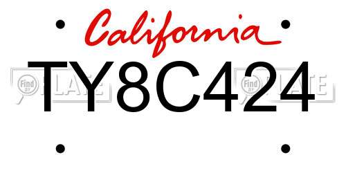 TY8C424 California License Plate