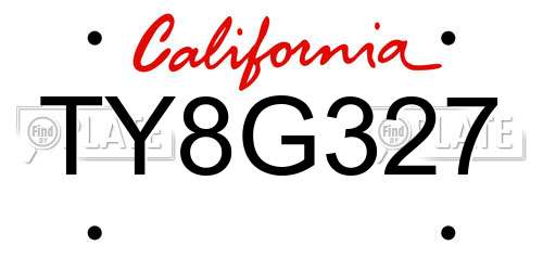 TY8G327 California License Plate