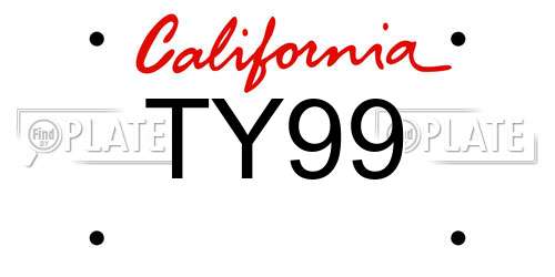 TY99 California License Plate