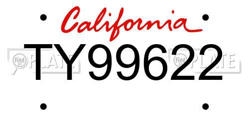 TY99622 California License Plate