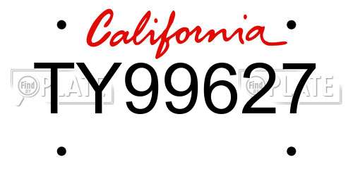TY99627 California License Plate