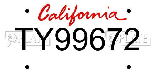 TY99672 California License Plate