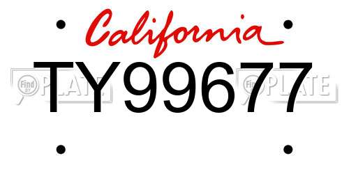 TY99677 California License Plate