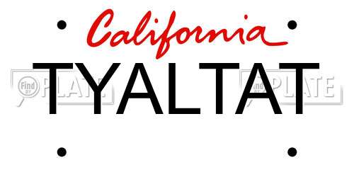 TYALTAT California License Plate