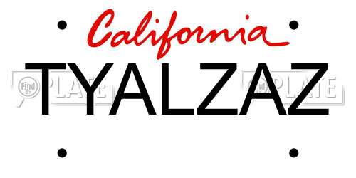 TYALZAZ California License Plate
