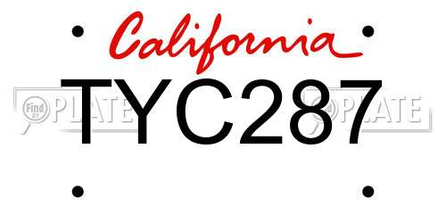 TYC287 California License Plate