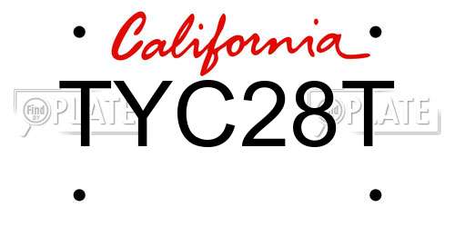 TYC28T California License Plate
