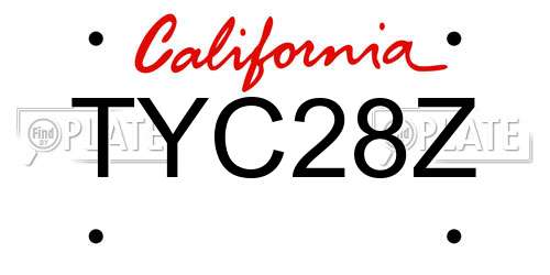 TYC28Z California License Plate