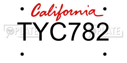 TYC782 California License Plate