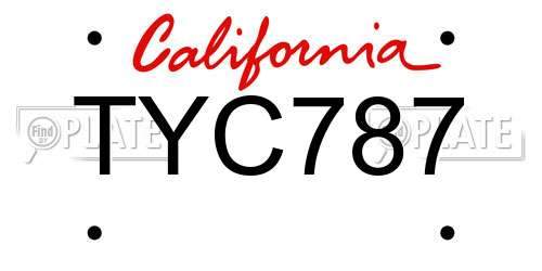 TYC787 California License Plate