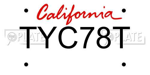TYC78T California License Plate