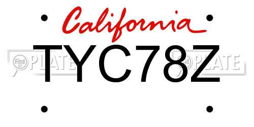 TYC78Z California License Plate