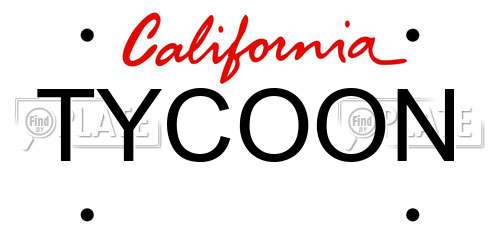 TYCOON California License Plate