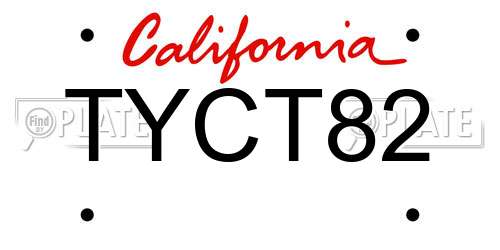 TYCT82 California License Plate