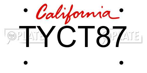 TYCT87 California License Plate