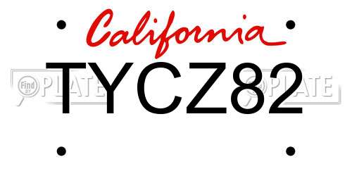 TYCZ82 California License Plate